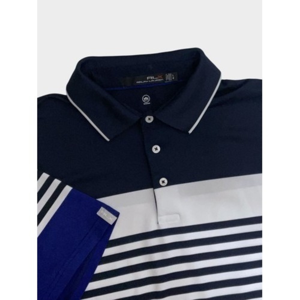 RLX Ralph Lauren Moisture Wicking Striped Short Slv. Golf Polo Shirt Men L China